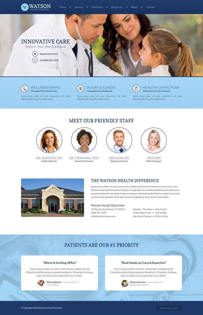 Thumbnail image for a medical website design example layout