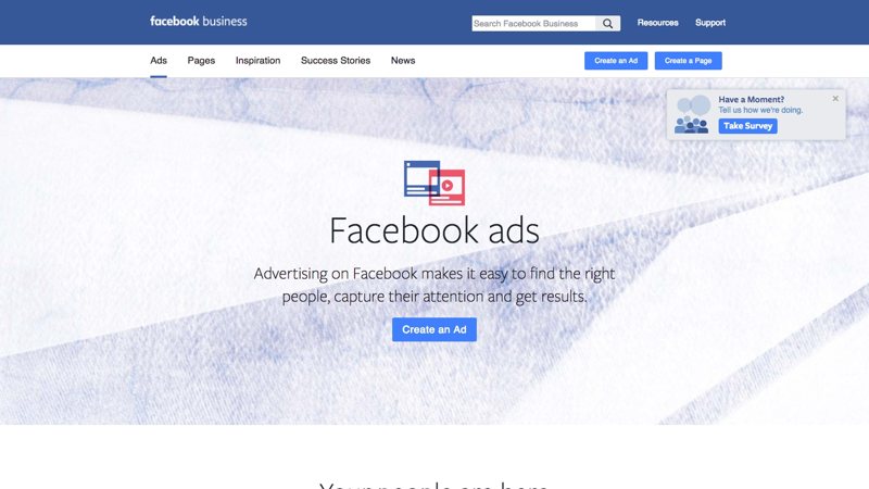 Screenshot of facebook ppc advertising platform for small business.