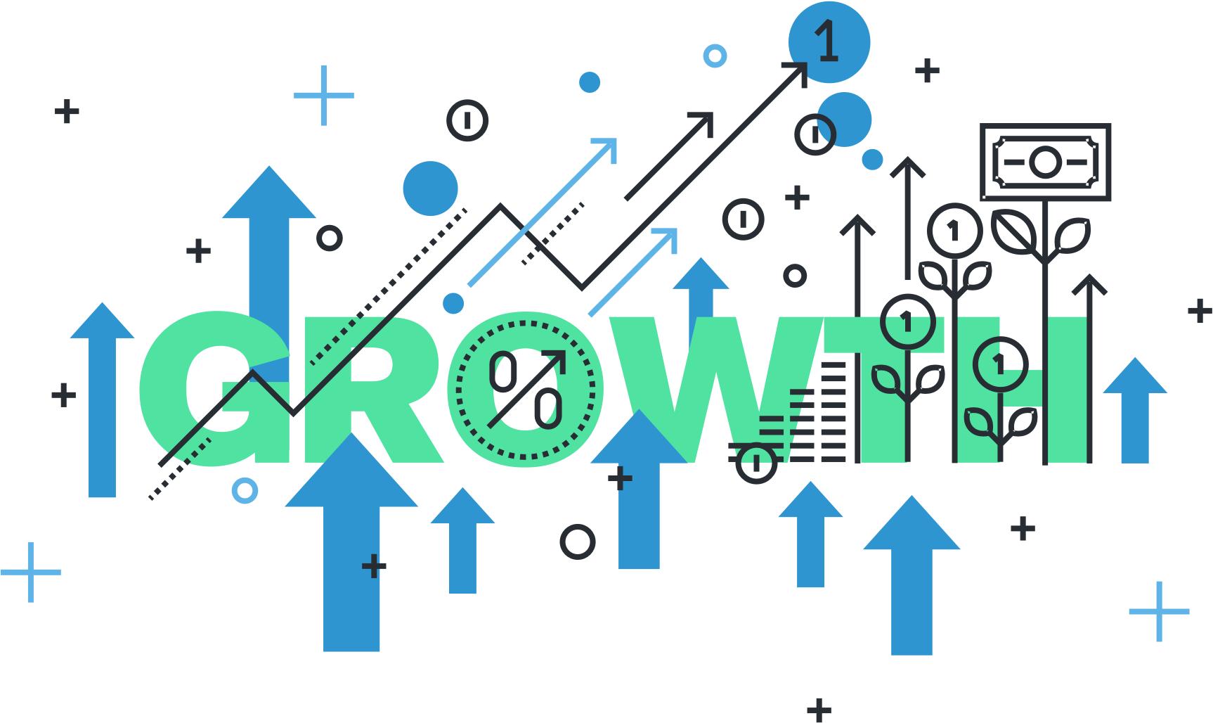 Growth illustration for small business growth through pay-per-click advertising.