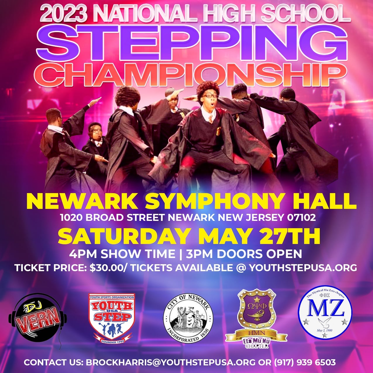 2023 National High School Stepping Championship Flyer - May 27th 3pm at Newark Symphony Hall