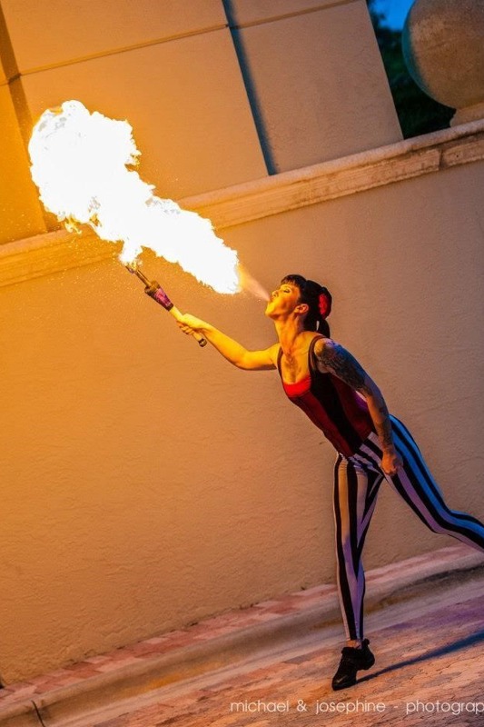 Fire eater specialty acts.